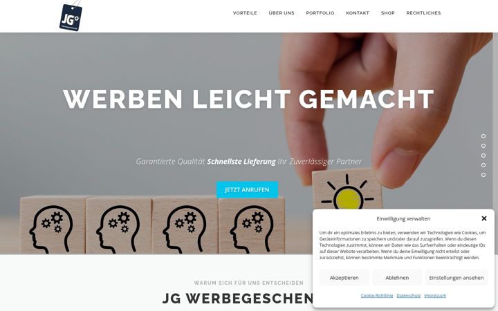 Screenshot of jg-werbegeschenke.de