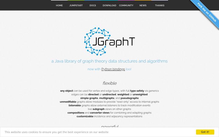 Screenshot of jgrapht.org