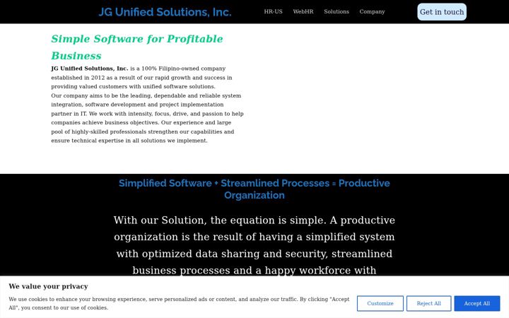 Screenshot of jgunifiedsolutions.com