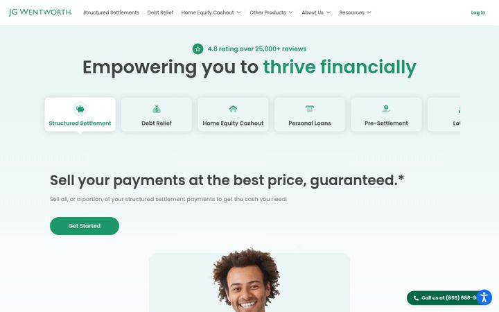 Screenshot of jgwentworth.com