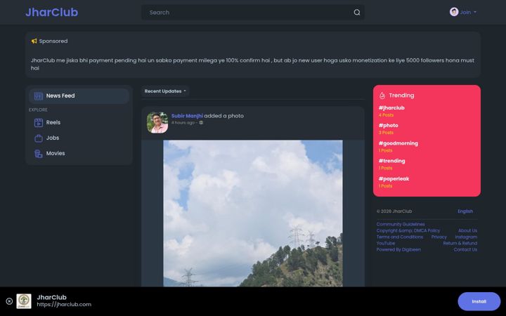 Screenshot of jharclub.com