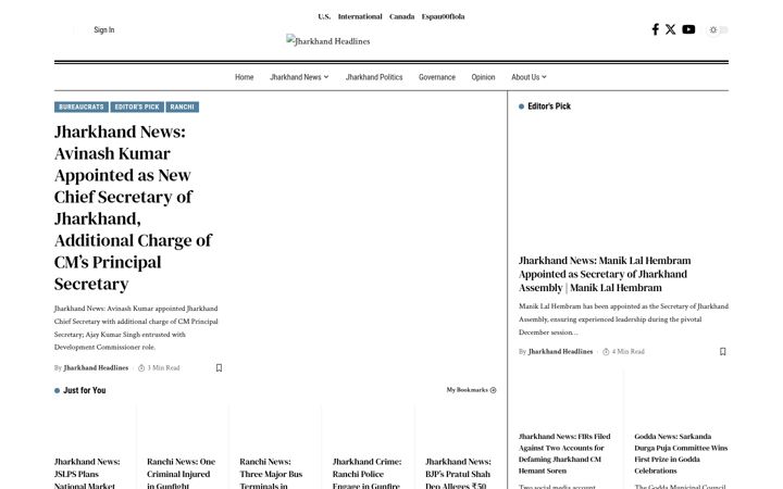 Screenshot of jharkhandheadlines.com