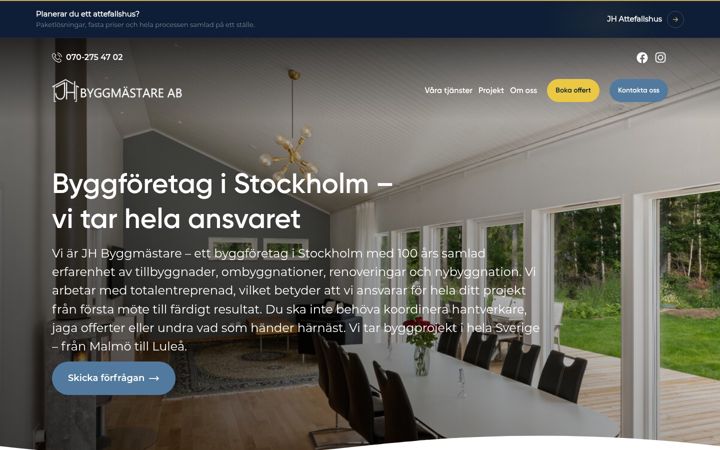 Screenshot of jhbyggmastare.com