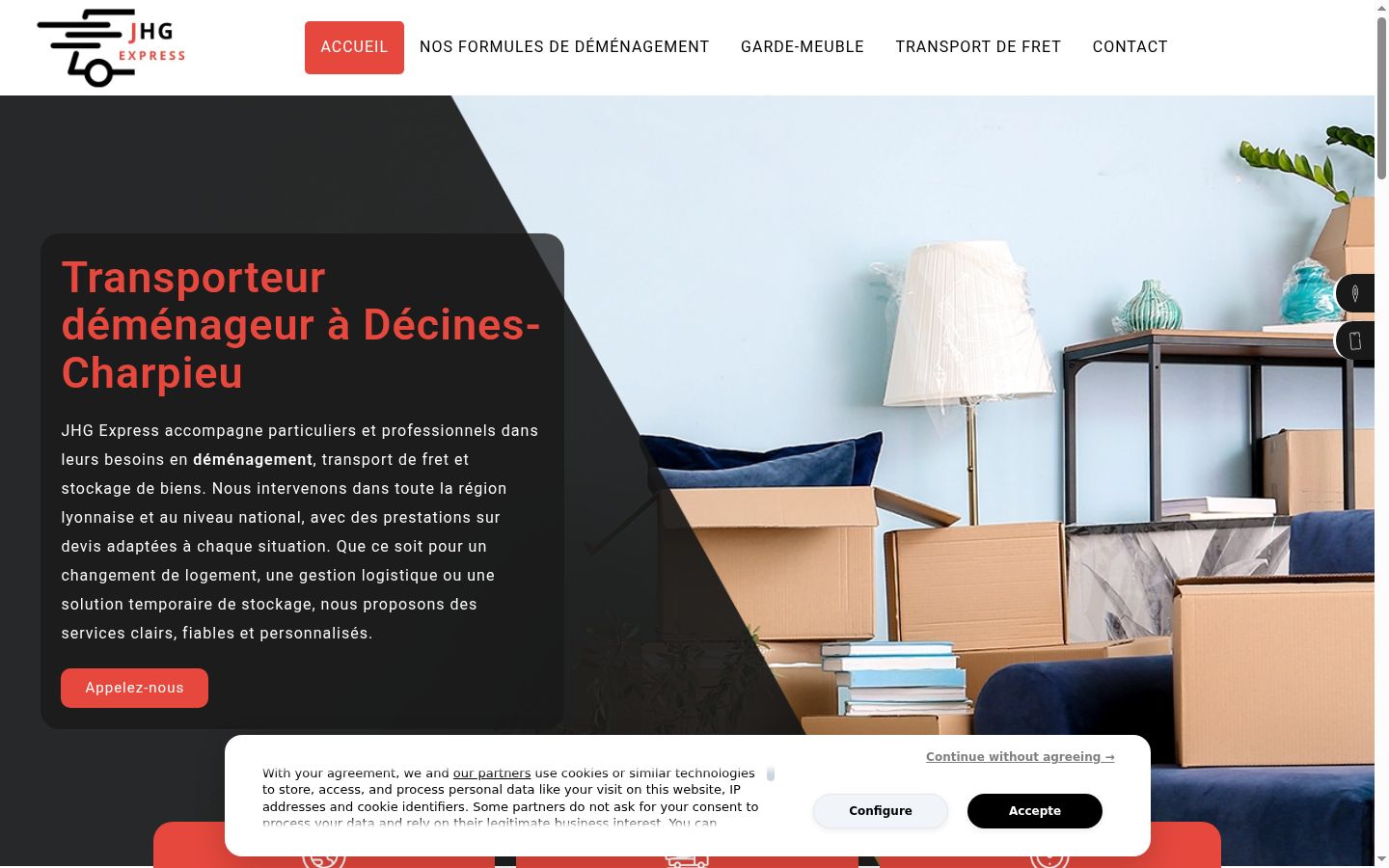 Screenshot del banner di consenso mostrato prima di qualsiasi interazione
