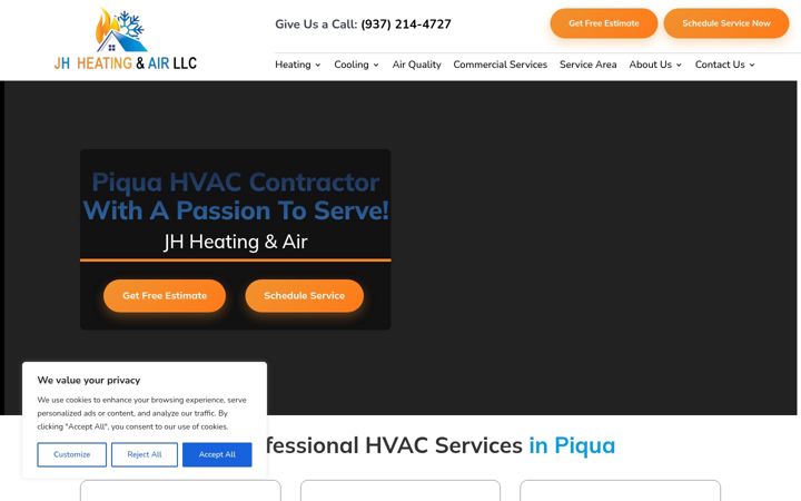 Screenshot of jhheatingandair.com