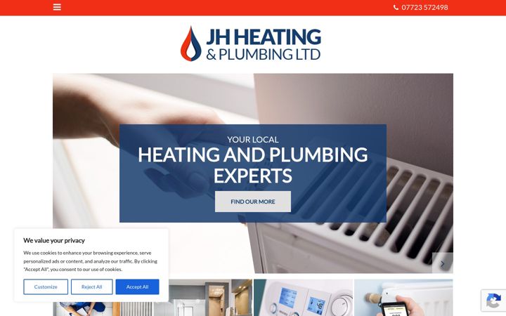 Screenshot of jhheatingandplumbing.co.uk