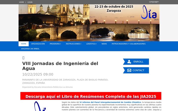 Screenshot of jia2025.unizar.es