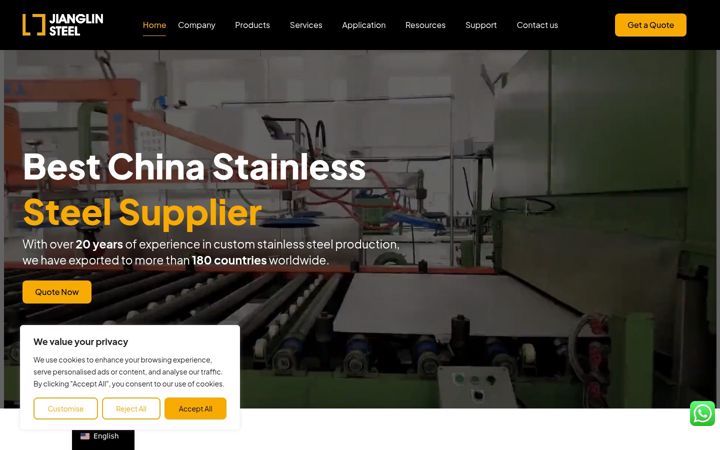 Screenshot of jianglinsteel.com