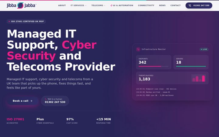 Screenshot of jibbatech.com