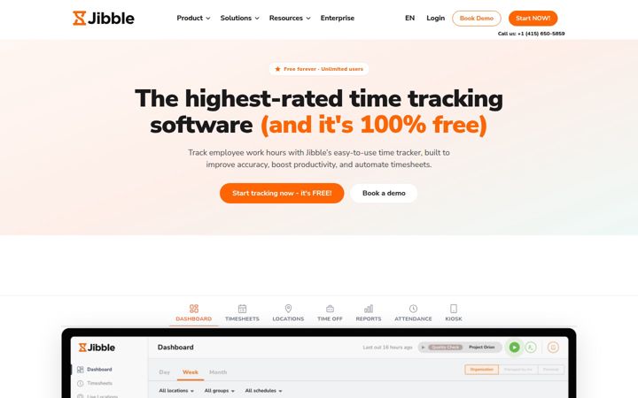 Screenshot von jibble.io
