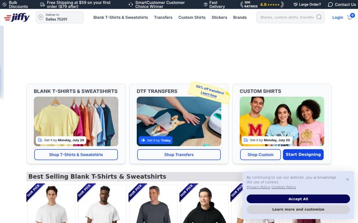 Screenshot von jiffy.com