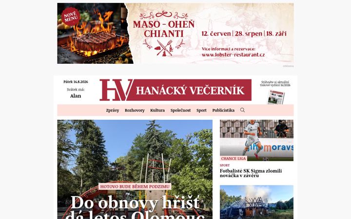 Screenshot of jihlavskyvecernik.cz