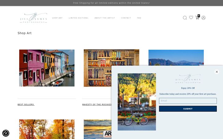 Screenshot of jilljamesfineartphotography.com