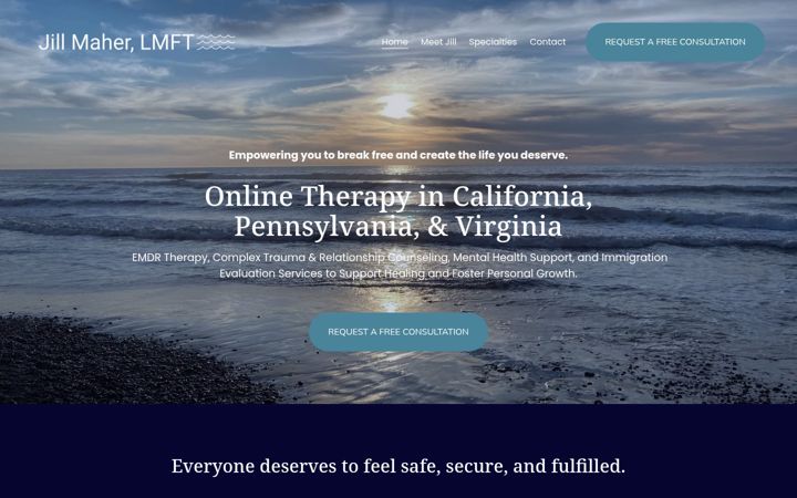 Screenshot of jillmaherlmft.com