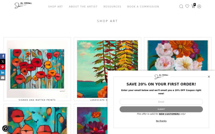 Screenshot of jillweddallfineart.com