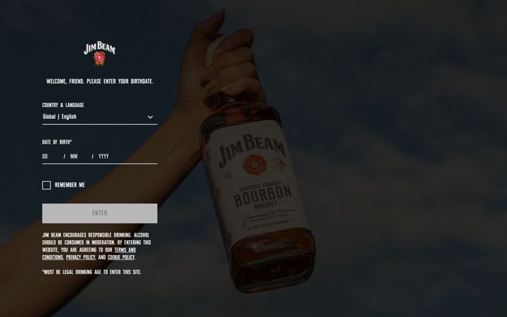 Screenshot of jimbeam.com