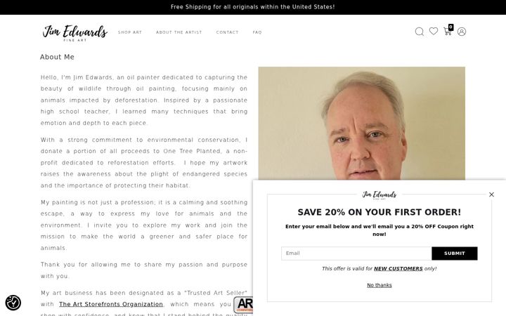 Screenshot of jimedwardsart.com