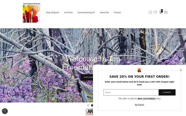 Screenshot of jimfreemanfineart.com