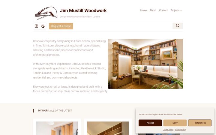 Screenshot of jimmustillwoodwork.com