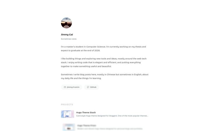 Screenshot of jimmycai.com