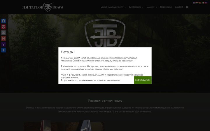 Screenshot of jimtaylorbows.com
