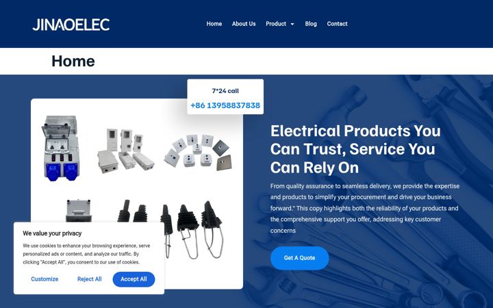 Screenshot of jinaoelectric.com