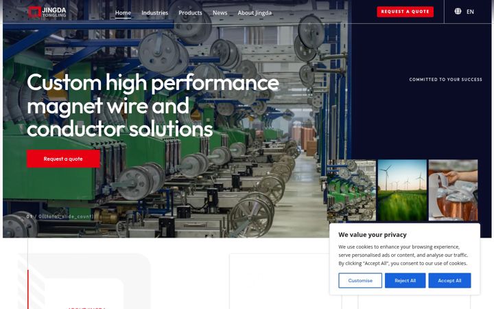 Screenshot of jingdawire.com
