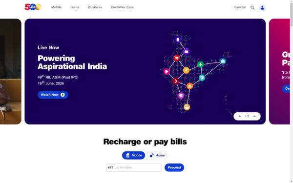 Screenshot of jio.com