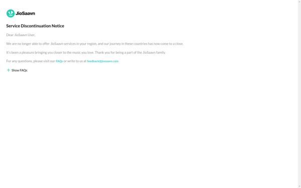 Screenshot of jiosaavn.com