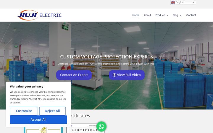Screenshot of jiujielectric.com