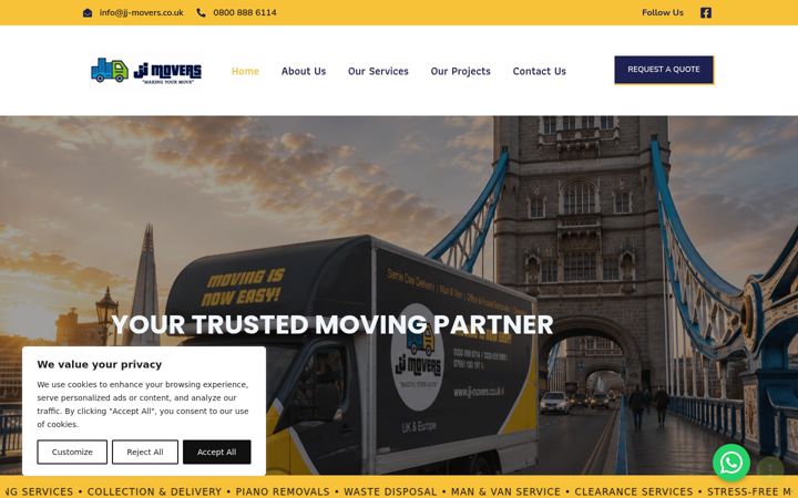 Screenshot of jj-movers.co.uk