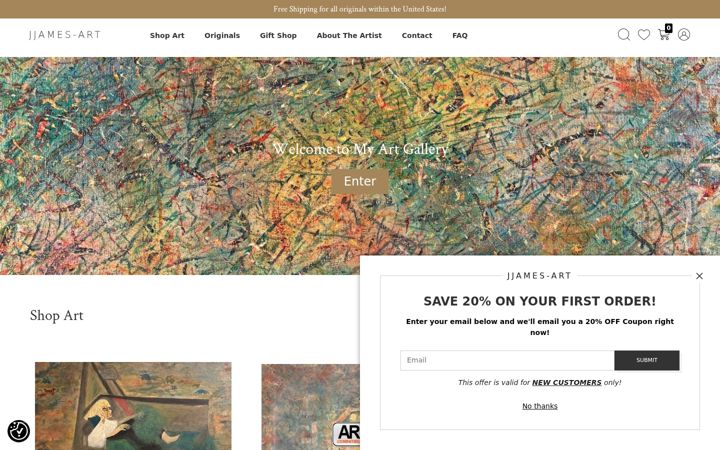Screenshot of jjames-art.com