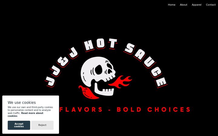 Screenshot of jjandjhotsauce.com