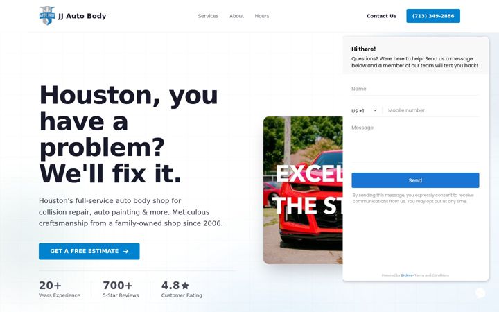 Screenshot of jjautobodyhouston.com