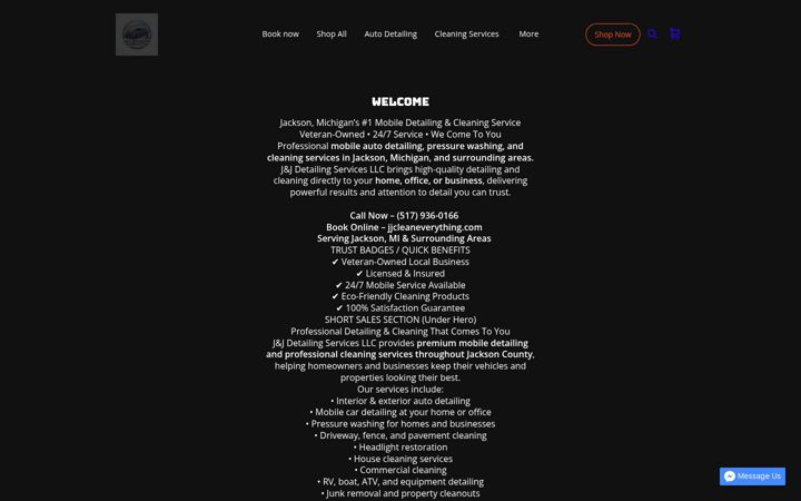 Screenshot of jjcleaneverything.com