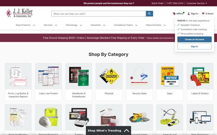 Screenshot of jjkeller.com