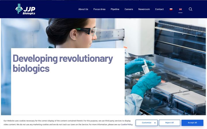 Screenshot of jjpbiologics.com