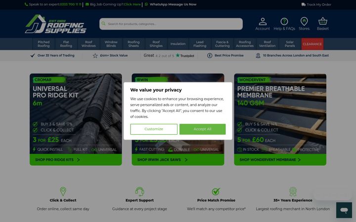 Képernyőkép: jjroofingsupplies.co.uk