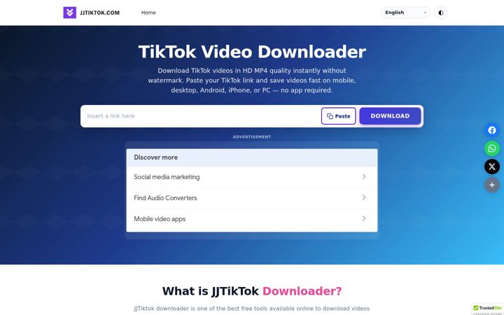 Screenshot of jjtiktok.com