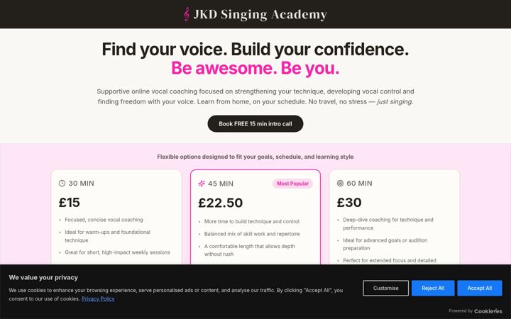 Screenshot of jkdsinging.com