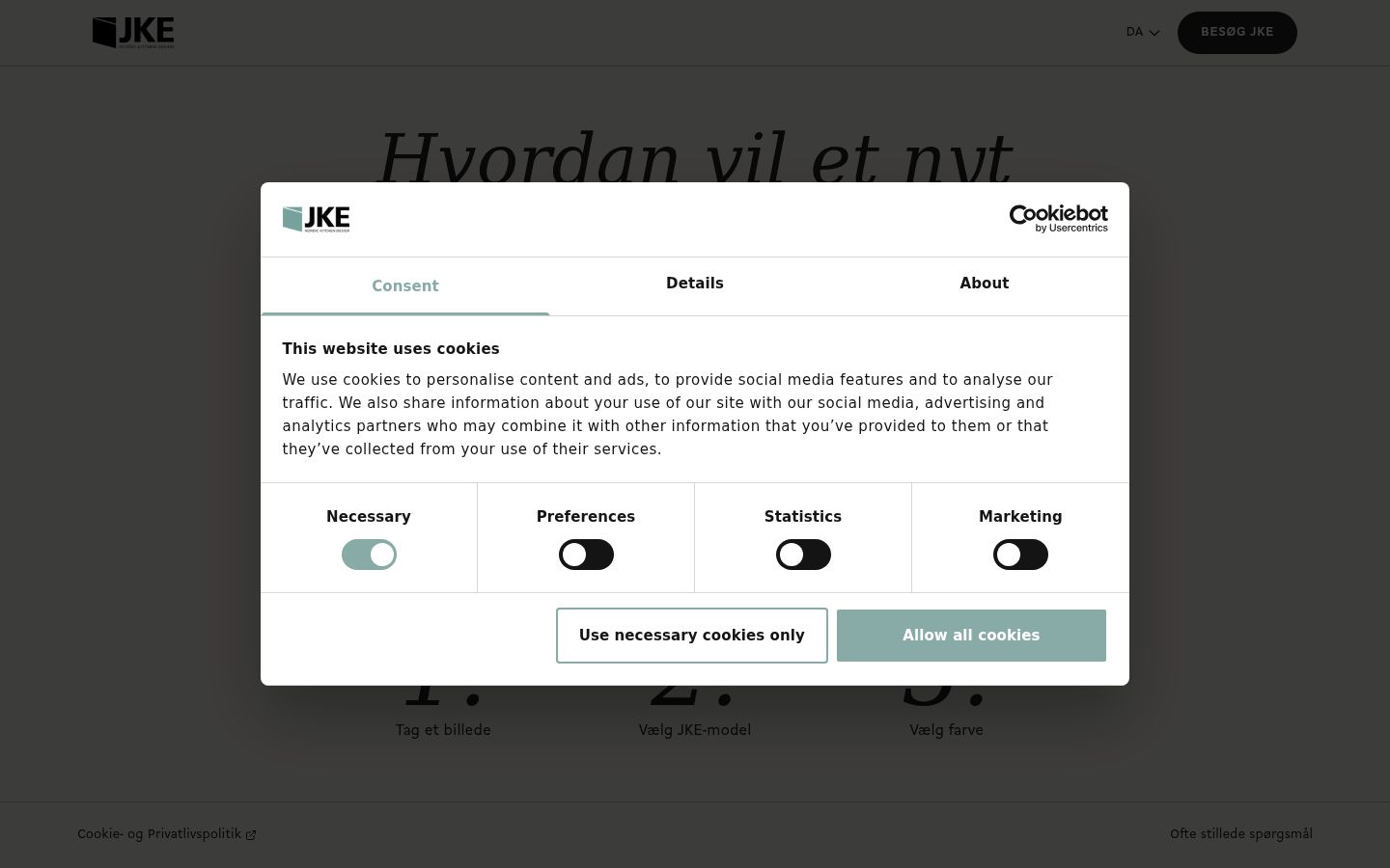 Screenshot des Einwilligungsbanners vor jeglicher Interaktion