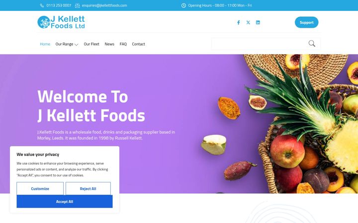Screenshot of jkellettfoods.co.uk
