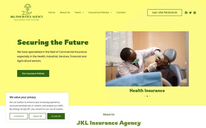 Screenshot of jklinsuranceagencyltd.com