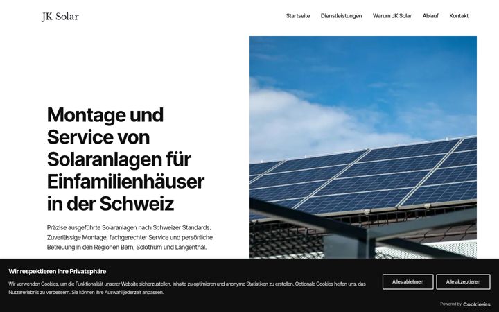 Screenshot of jksolar.ch