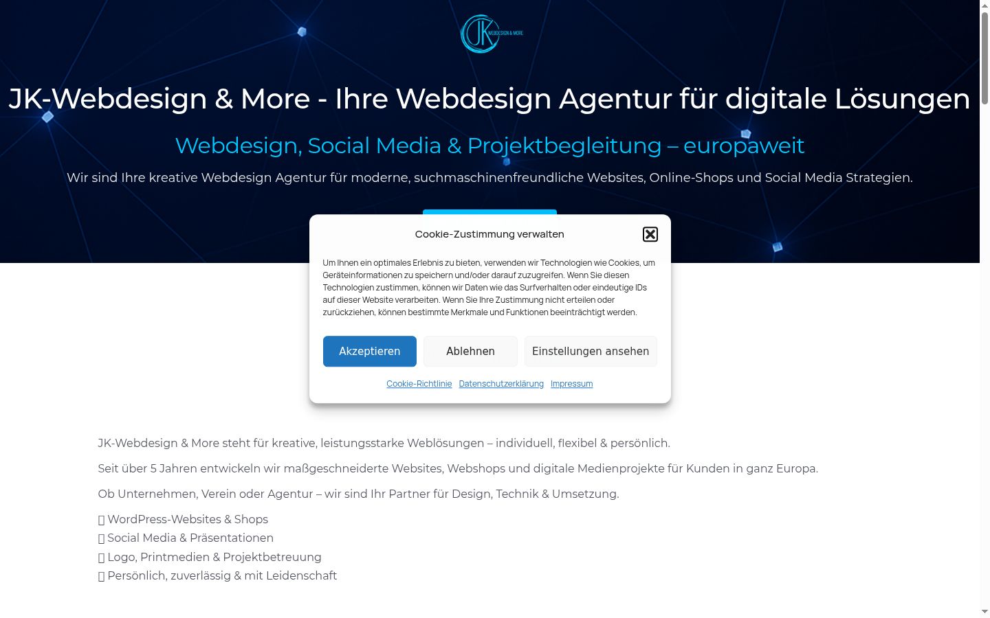 Captura de pantalla del banner de consentimiento mostrado antes de cualquier interacción