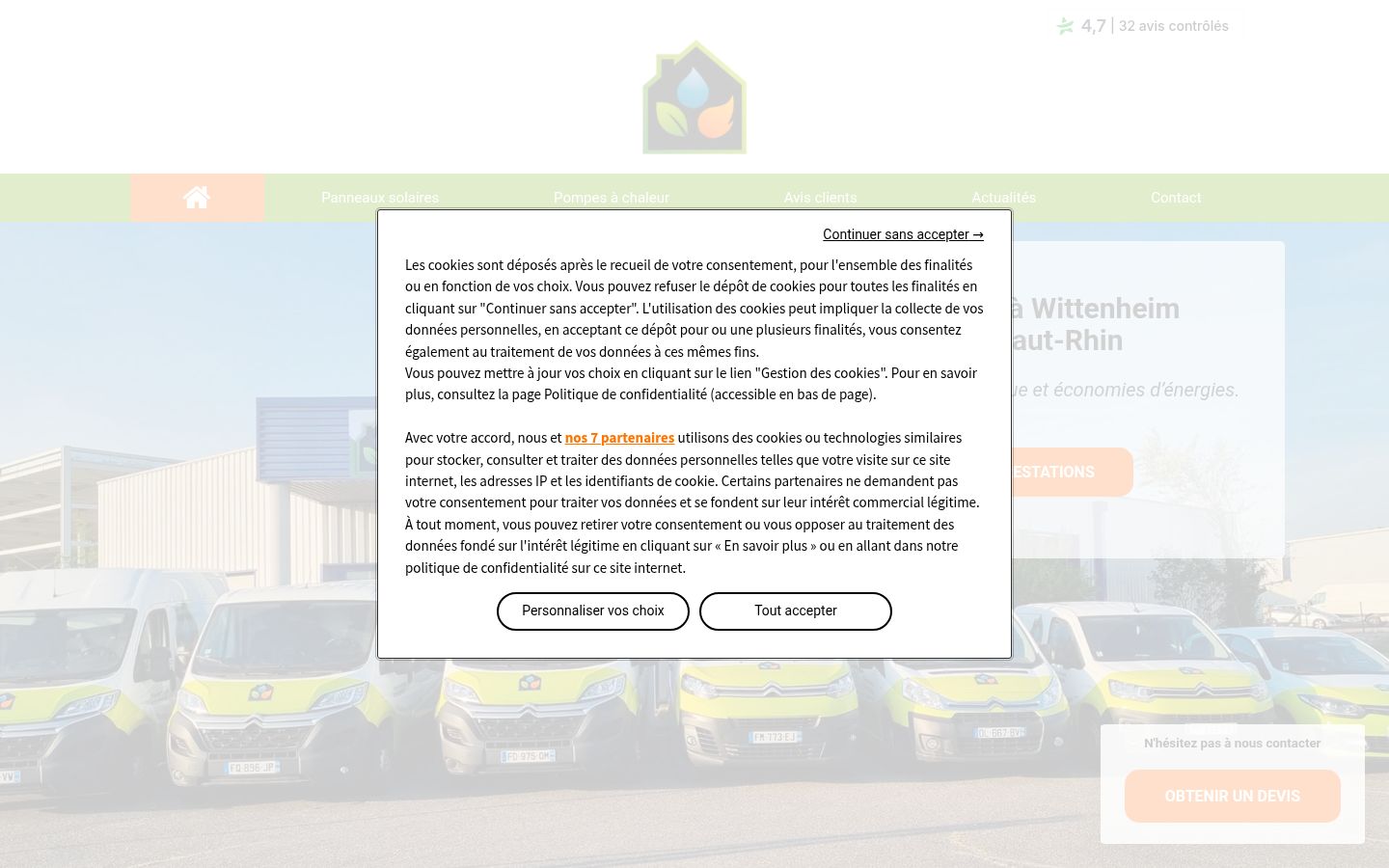 Screenshot del banner di consenso mostrato prima di qualsiasi interazione