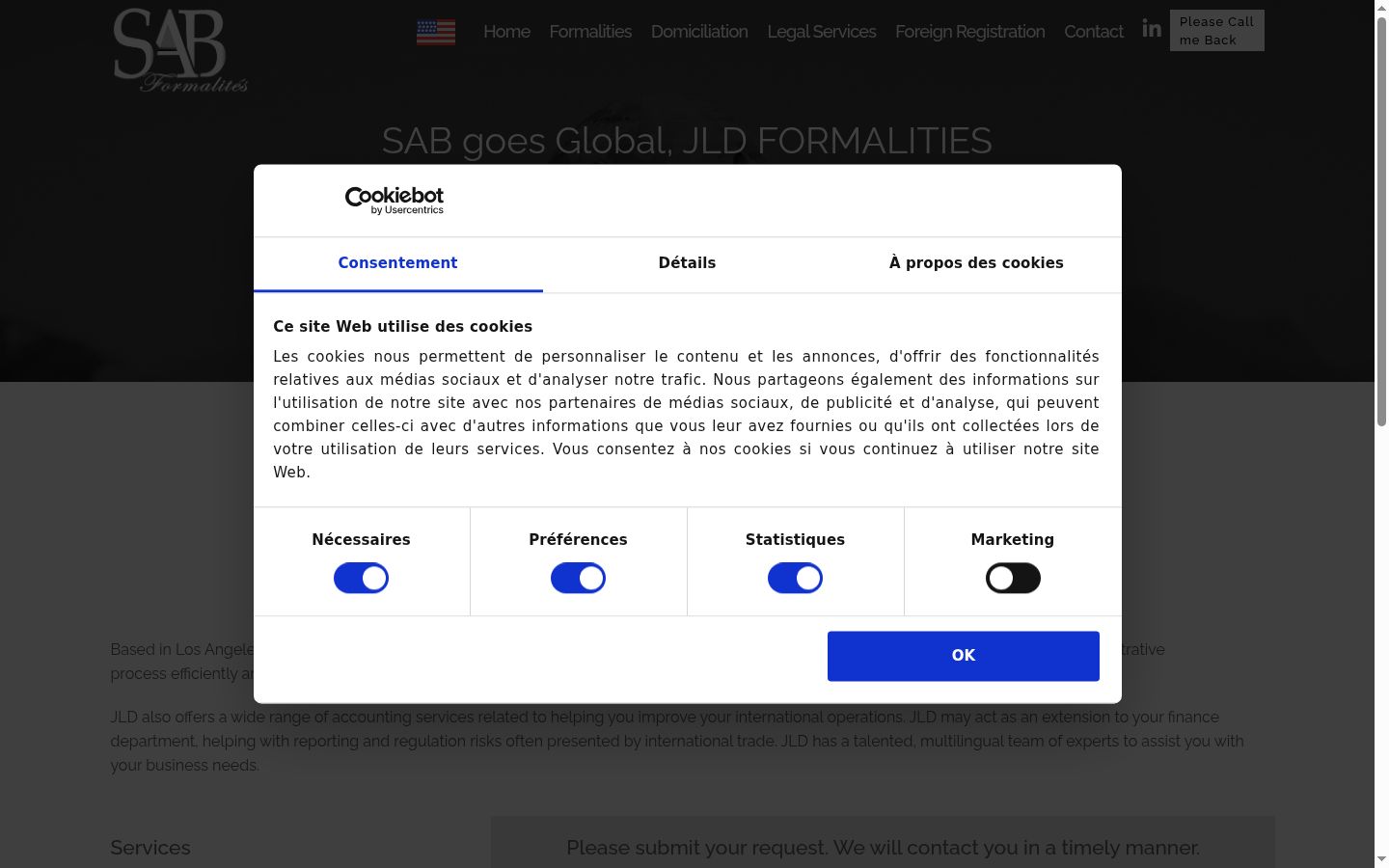 Screenshot of the consent banner shown before any interaction