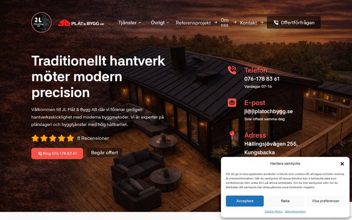 Screenshot of jlplatochbygg.se