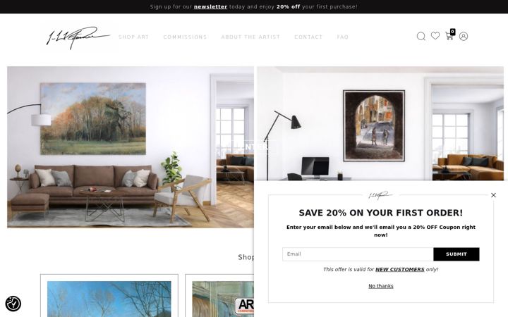 Screenshot of jlvfarmerart.com