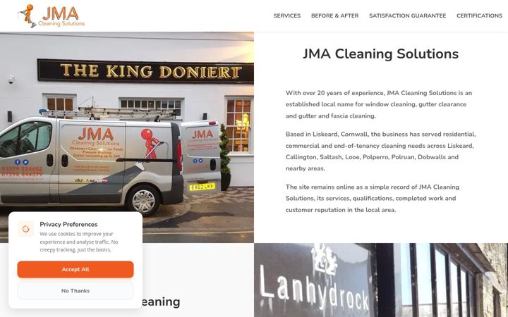 Screenshot of jma-cleaning-solutions.com